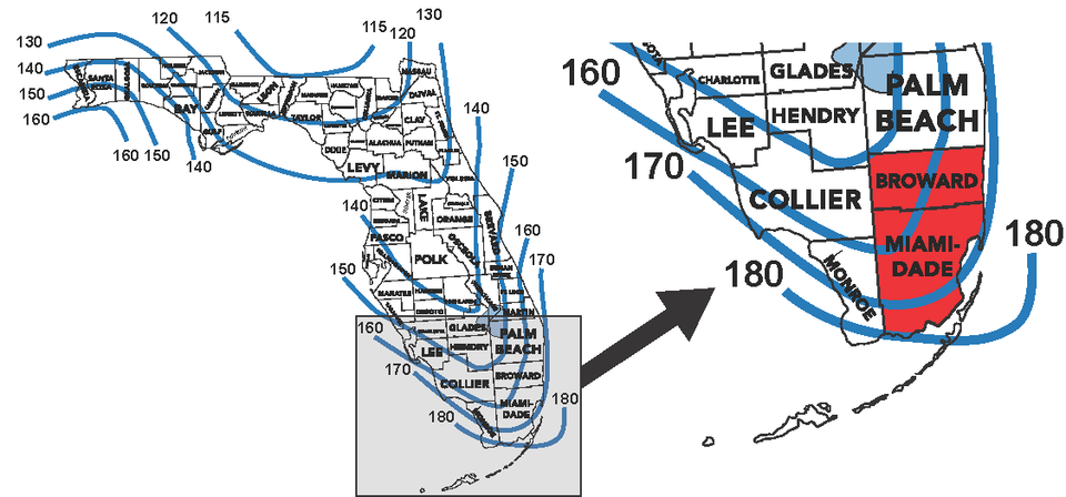 ASCE 7-22 Wind Map for Florida